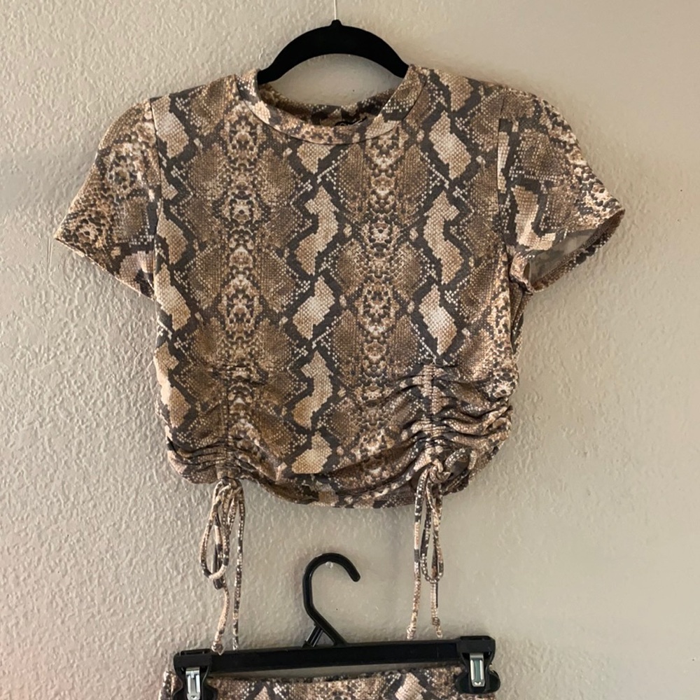Snake print biker short set
